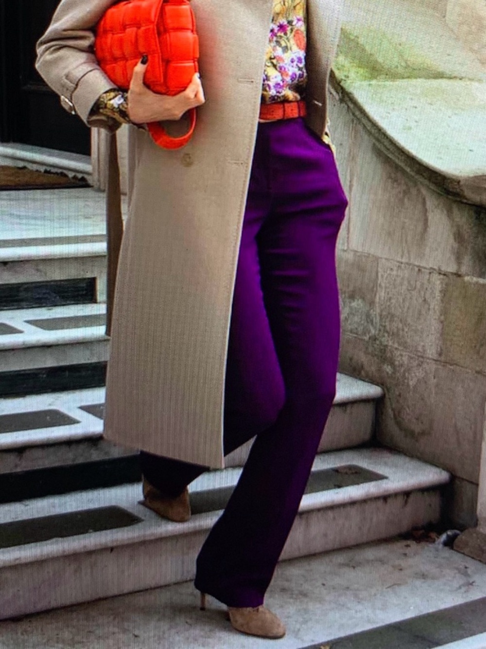 Etro Purple Tailored Trousers Made in Italy High Rise - Picture 2 of 8
